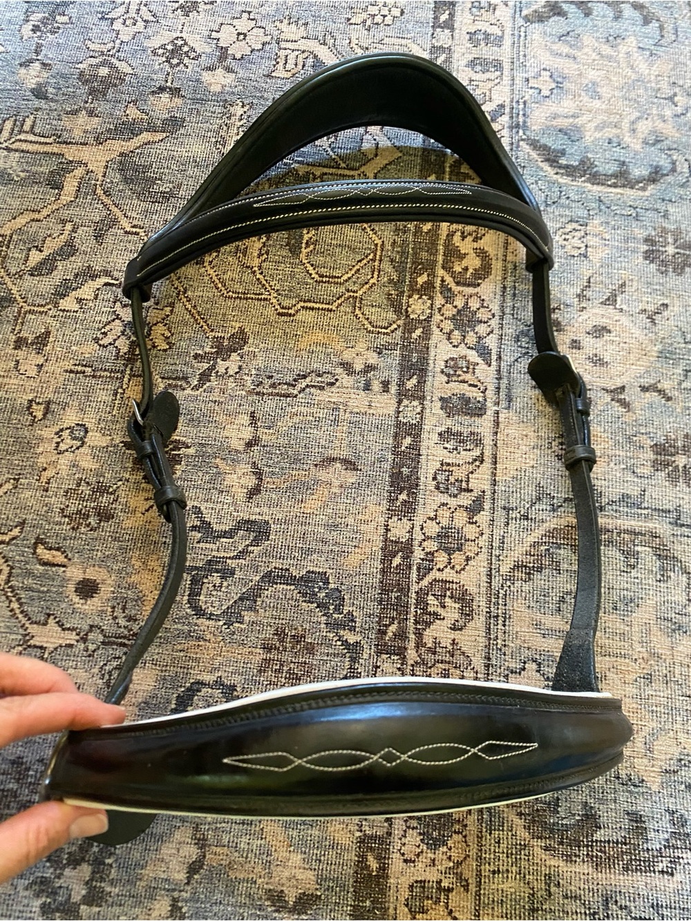 F.R.A Black Leather Horse Bridle with White Stitching